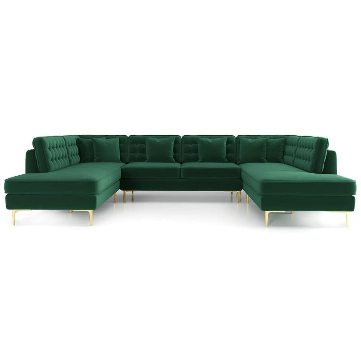 Green Velvet U-Shaped Sectional Couch A376