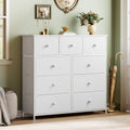 9 Drawer Fabric Dresser with Leather Finish F72060