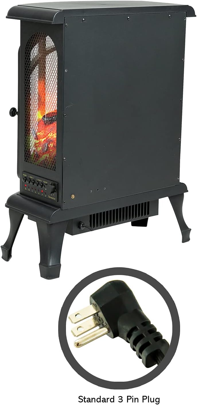 24 inch Portable Electric Wood Stove Fireplace with Flame Effect N976711