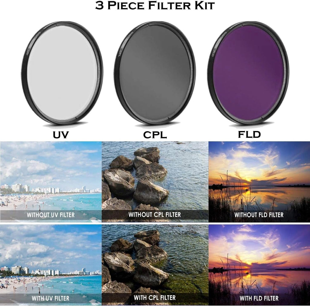 DSLR Camera with 18-55mm Lens, 75-300mm Lens, 420-800mm Telephoto Zoom Lens, 32GB Memory, Filters, Tripod J946593