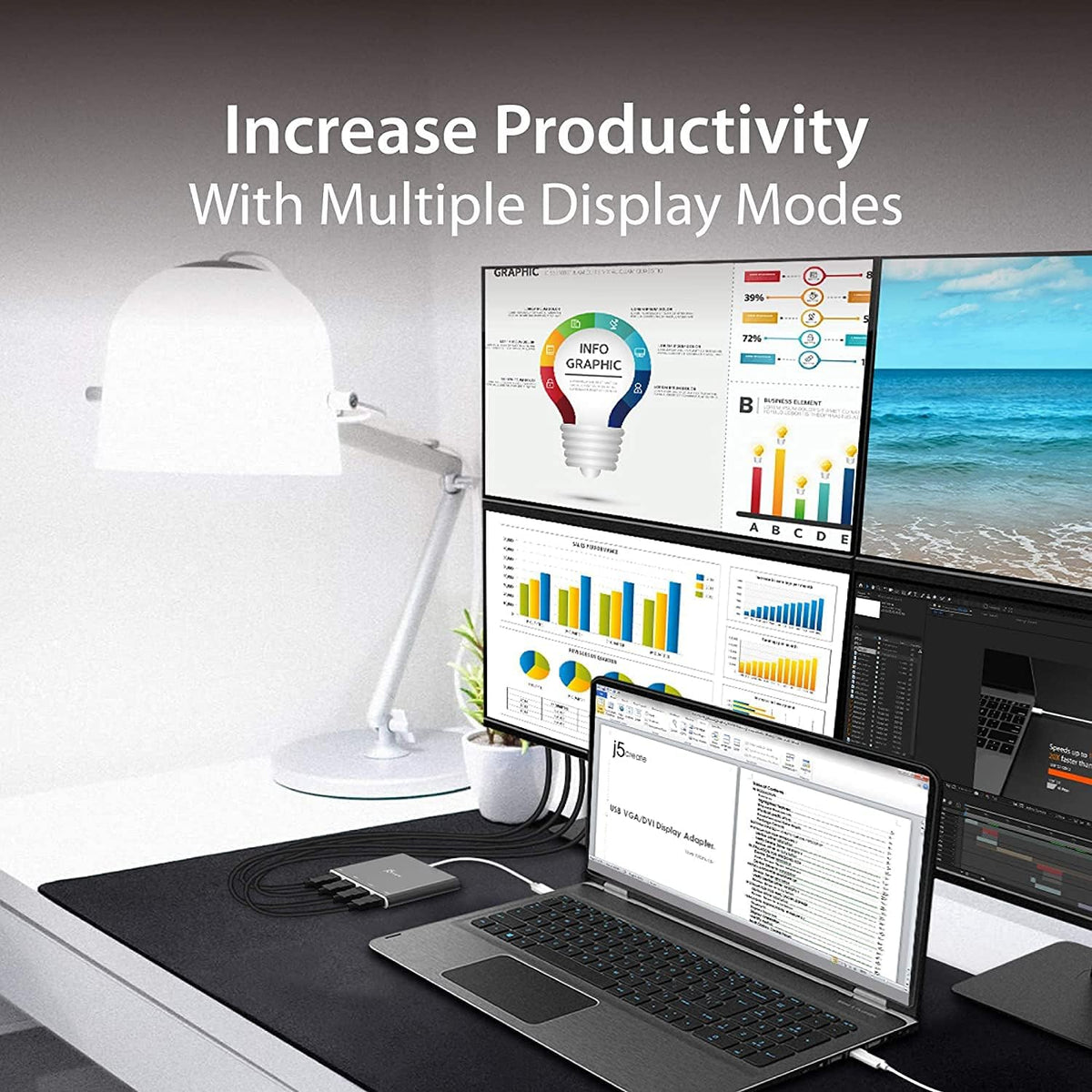 USB-C to 4 Port HDMI Adapter Hub K60462