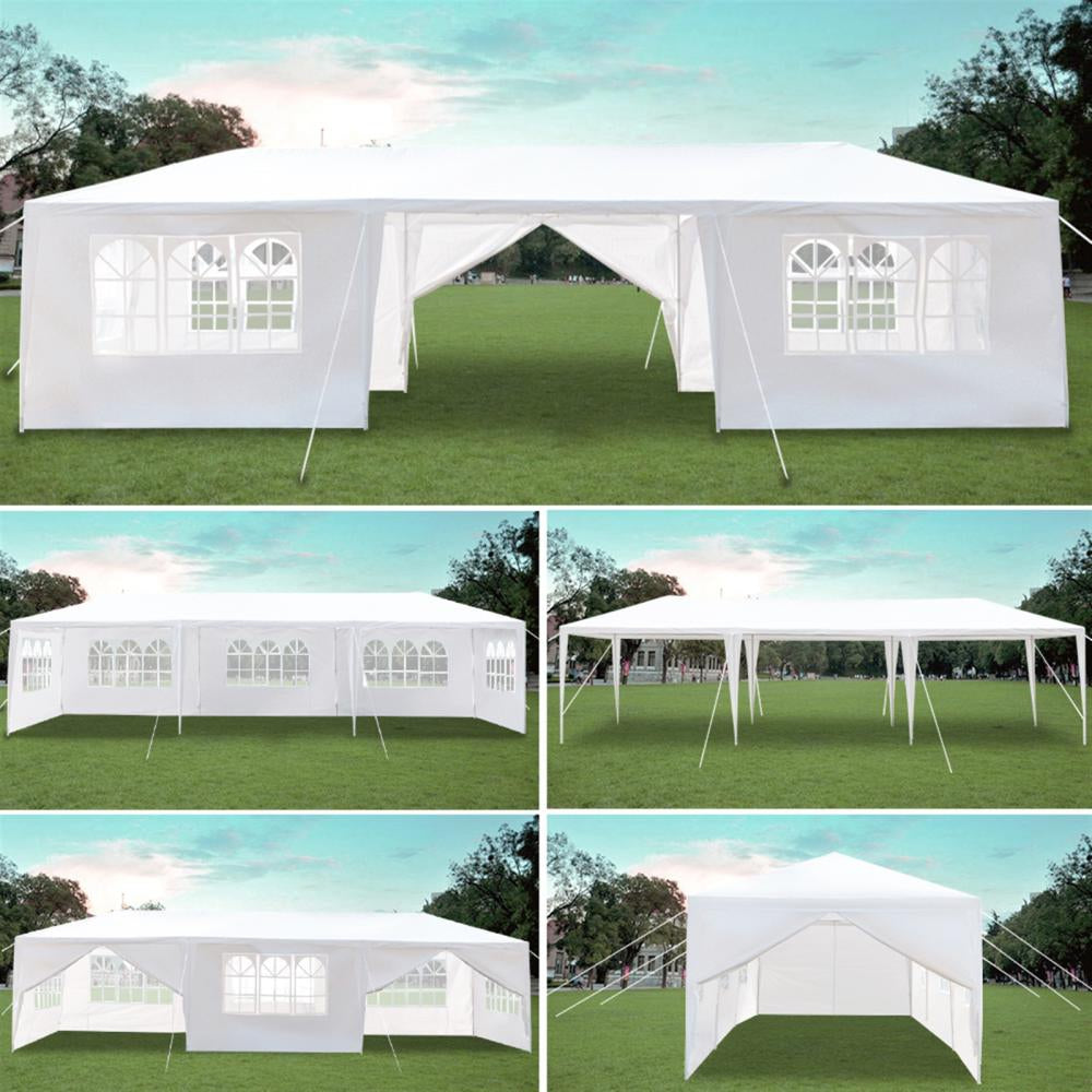 30'x 10' Outdoor Party Tent Waterproof White Canopy with Sidewalls V58644