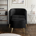 Black Velvet Upholstered Accent Chair with Stool K309