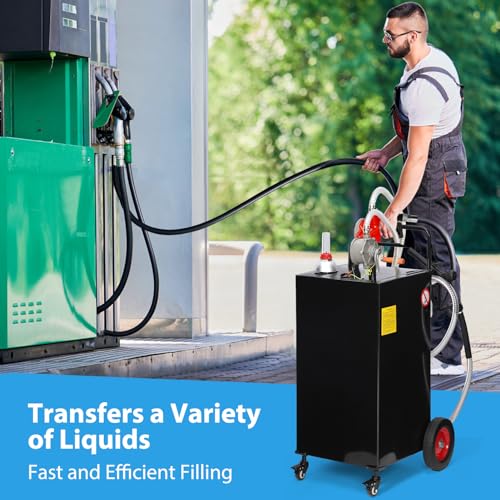 30 Gallon Portable Gas Caddy on 4 Wheels with Manual Transfer Pump B866