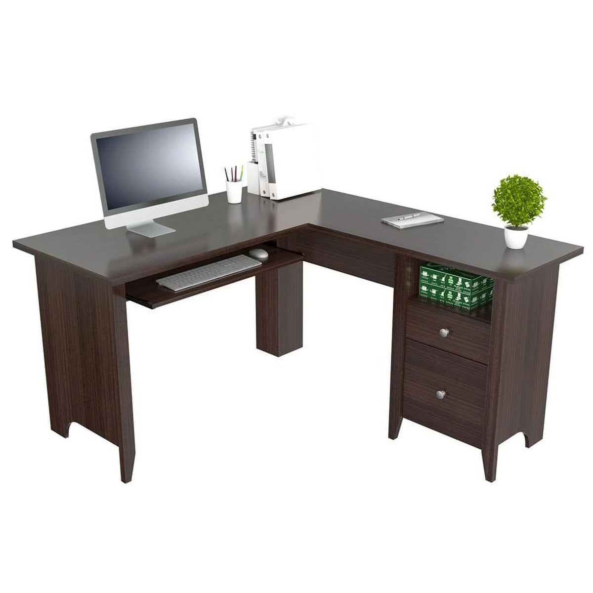 L-Shaped Computer Desk & Corner Bookcase T70933