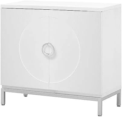 White Accent Cabinet with Metal Leg Frame L81952