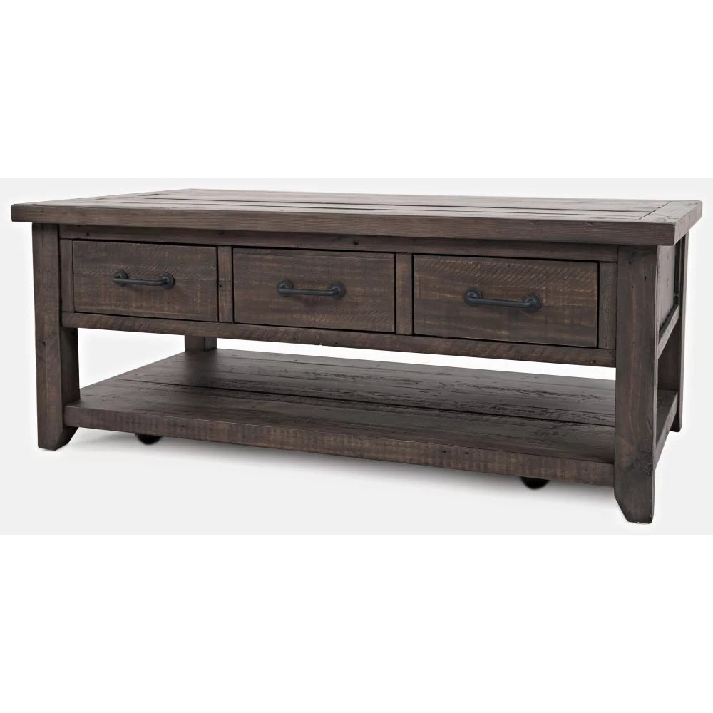 48" Rustic Reclaimed Pine 3 Drawer Coffee Table T893