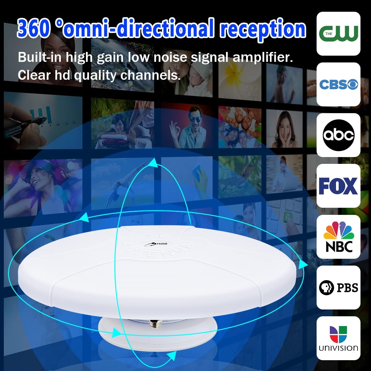 Amplified Digital HD TV Antenna with Magnetic Base A1352