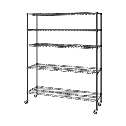 Black 5-Tier Solid Steel Wire Rack Storage Unit E47109