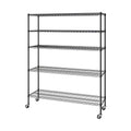 Black 5-Tier Solid Steel Wire Rack Storage Unit E47109