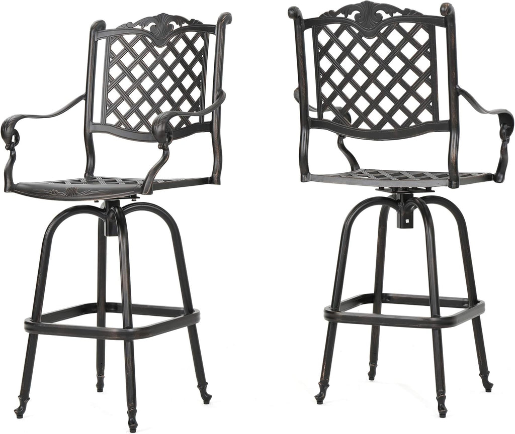 Cast Aluminum Bar Stools, 2-Pcs Set, Shiny Copper R8922