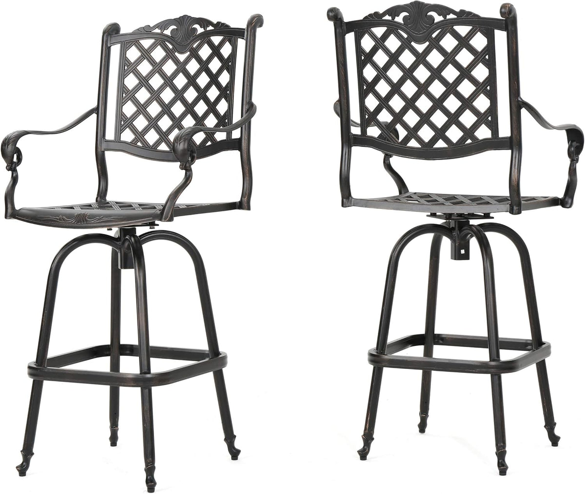 Cast Aluminum Bar Stools, 2-Pcs Set, Shiny Copper R8922