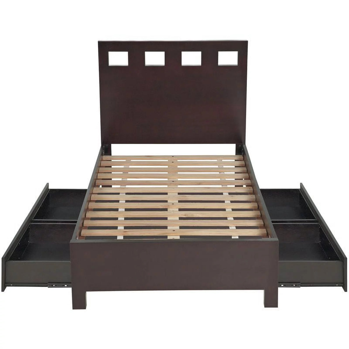 Espresso Solid Wood Platform Storage Bed C24486