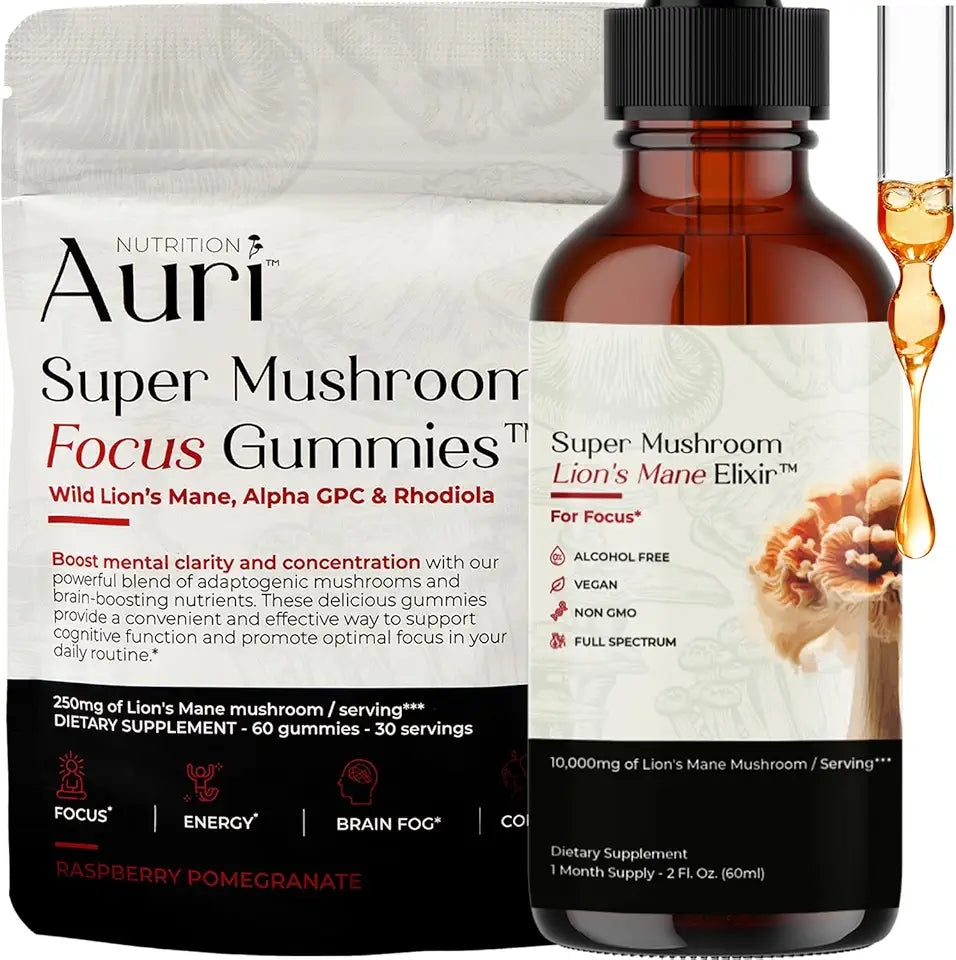 Focus Gummies & Brain Boost Elixir Bundle - 60 Gummies and 60ml Elixir X412