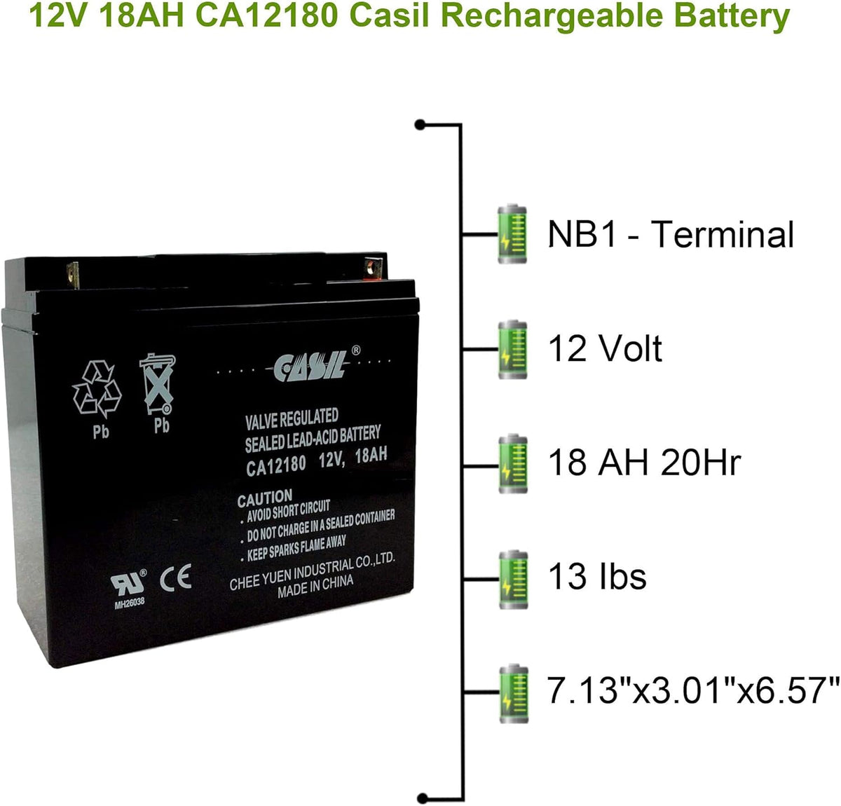 12v 18ah AGM Rechargeable Deep Cycle Battery Pack of 2 S7917