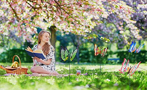 3D Large Butterfly Garden Stakes Decorations Outdoor Lawn Decorative Yard Decor Ornaments (Pack of 4) S85414