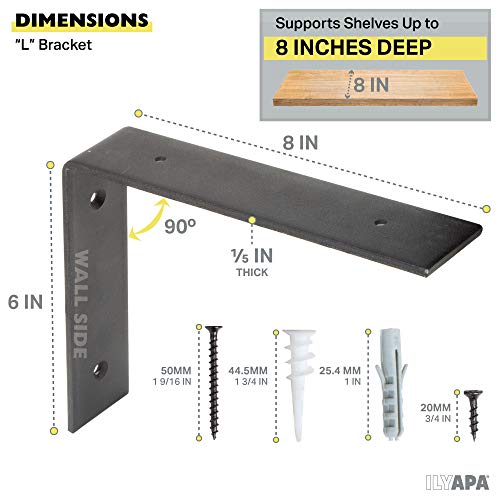 4 Pack Rustic Iron Black Metal Shelf Brackets Q3374