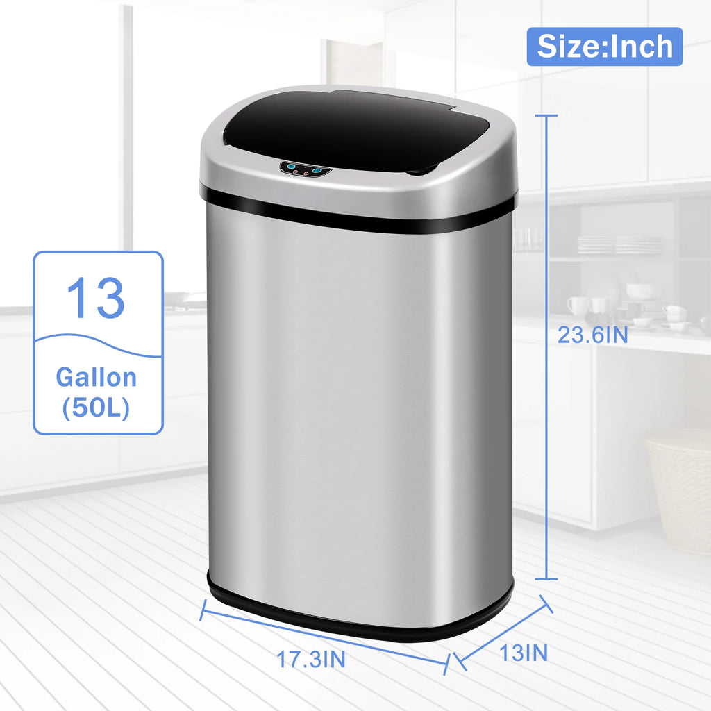 13 Gallon Stainless-Steel Automatic Motion Sensor Trash Can I477909