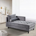 64" Upholstered Velvet Chaise Lounge with Left Armrest & Lumbar Pillow V155657