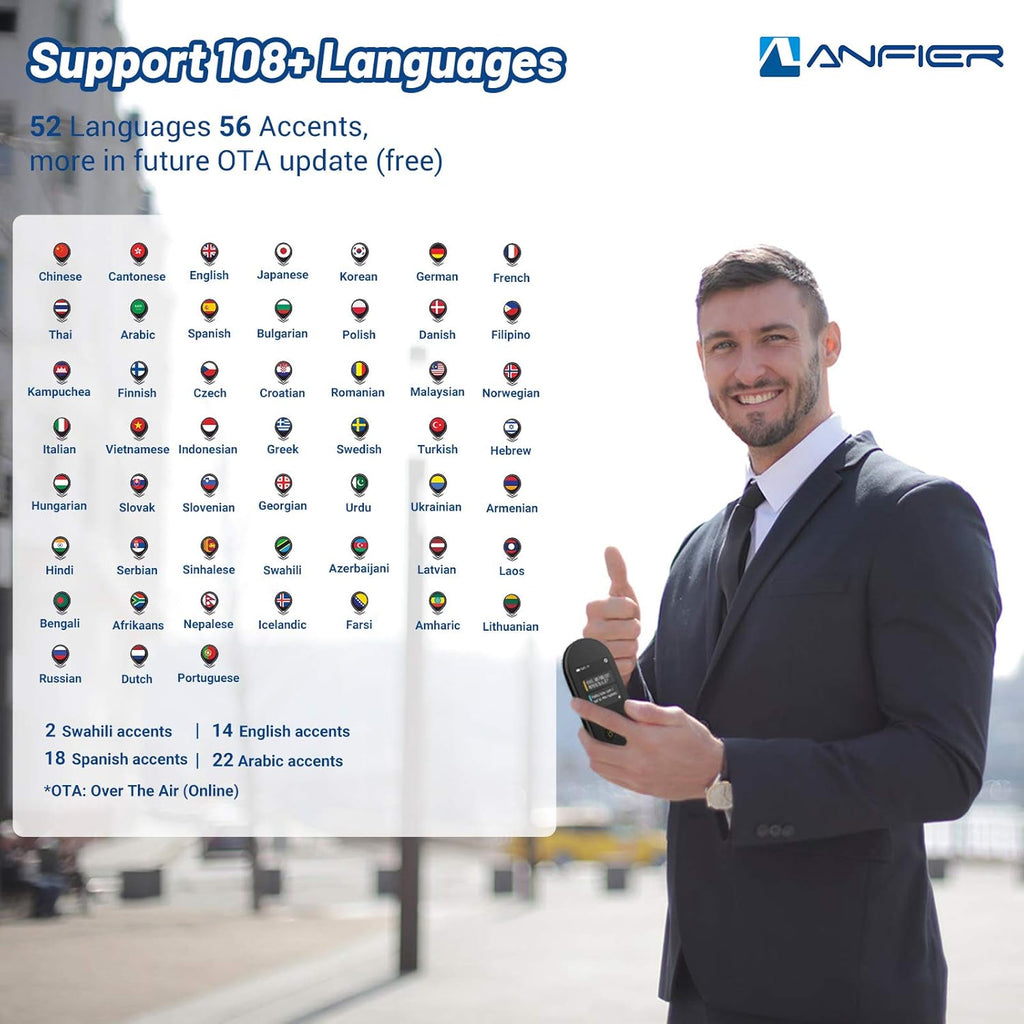 Black Pack of 2 Language Translator Device with 2.4 inch Touchscreen H100528