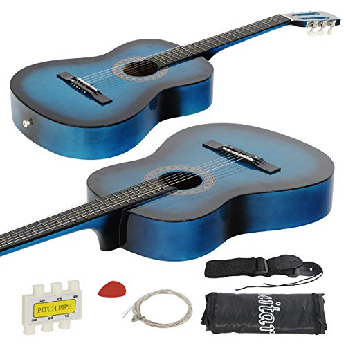 Natural Acoustic Guitar With Guitar Case, Strap, Tuner and Pick V8929