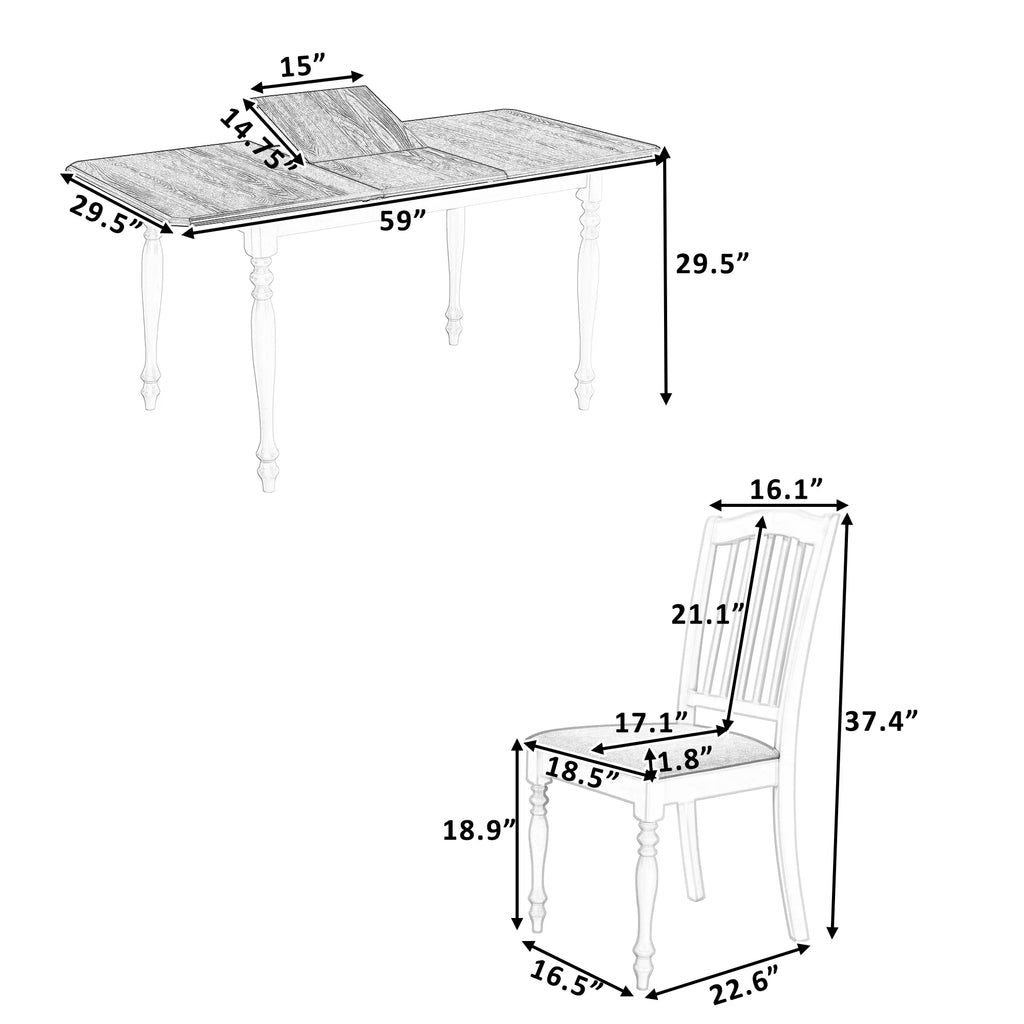 Extendable Dining Table Set with Butterfly Leaf and Upholstered Chairs H2920