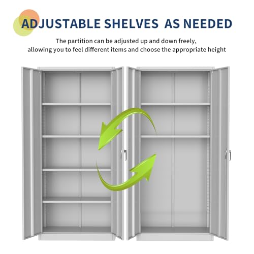 Tall Metal Storage Cabinet with Doors Shelves Lock B800