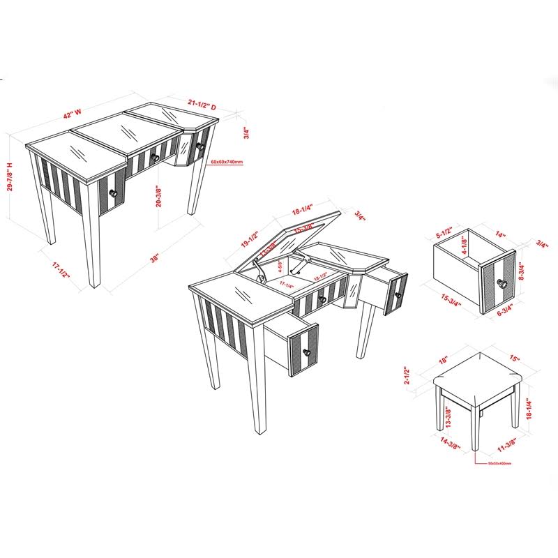 White Contemporary Vanity Set W3151