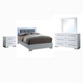 4pc Glossy White Wood Bedroom Set King Nightstand Dresser Mirror Y709890