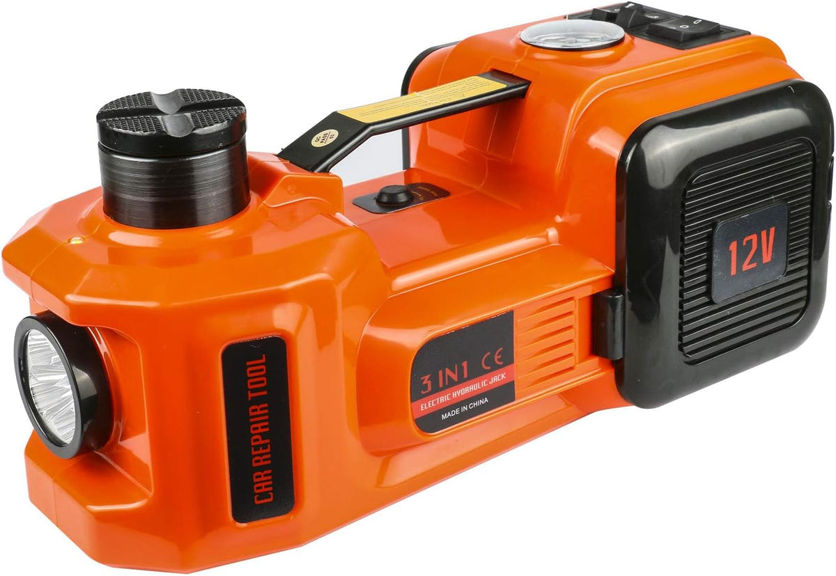 12V DC Electric Hydraulic Floor Jack 3 in 1 Set with Safe Hammer Car Repair Tool Kit Q838008