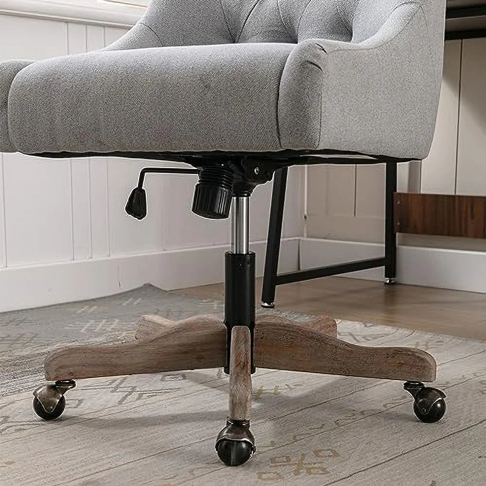 Blue Swivel Shell Chair with Wood Base and Wheels Y781