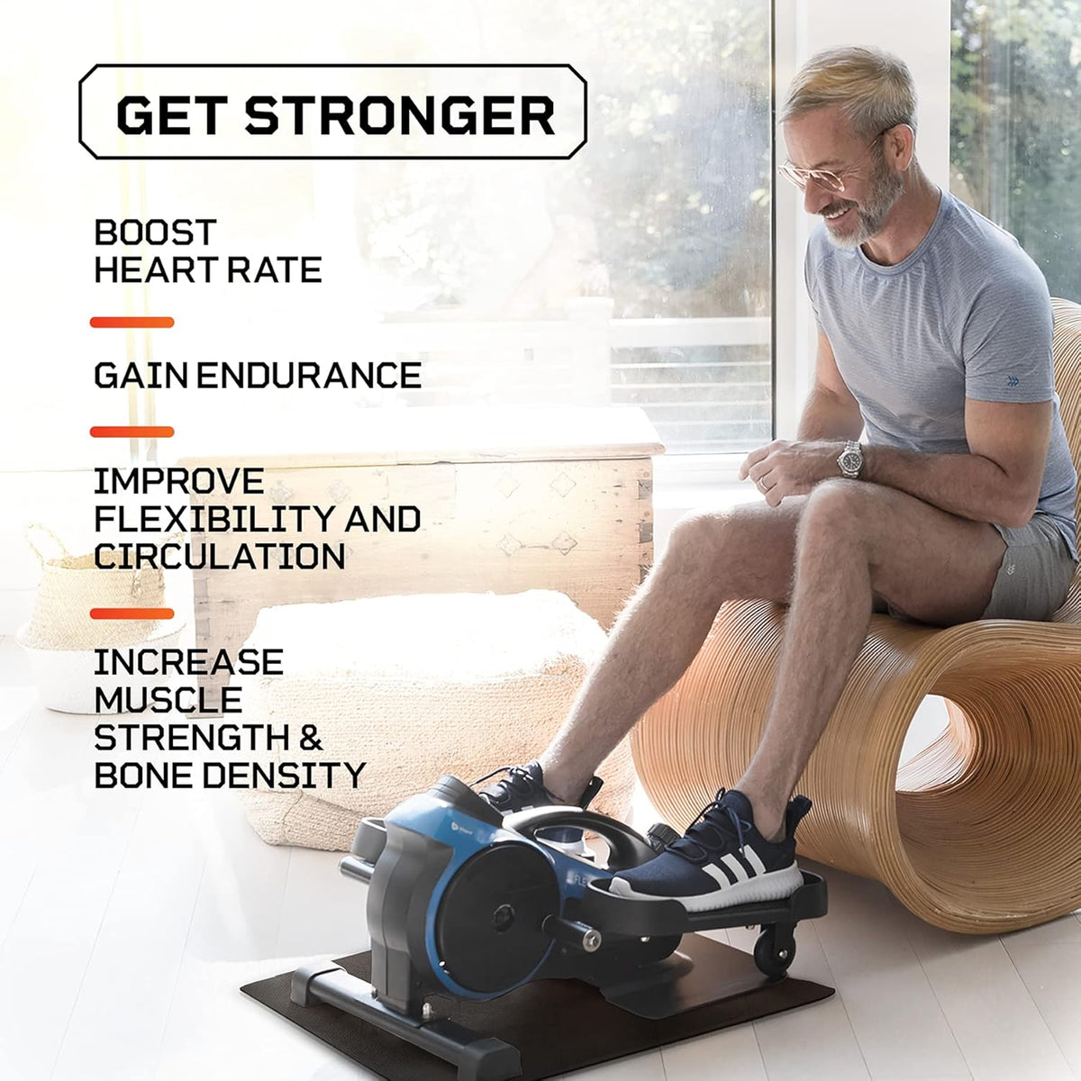 Blue Under Desk Elliptical Trainer with Adjustable Resistance Q211