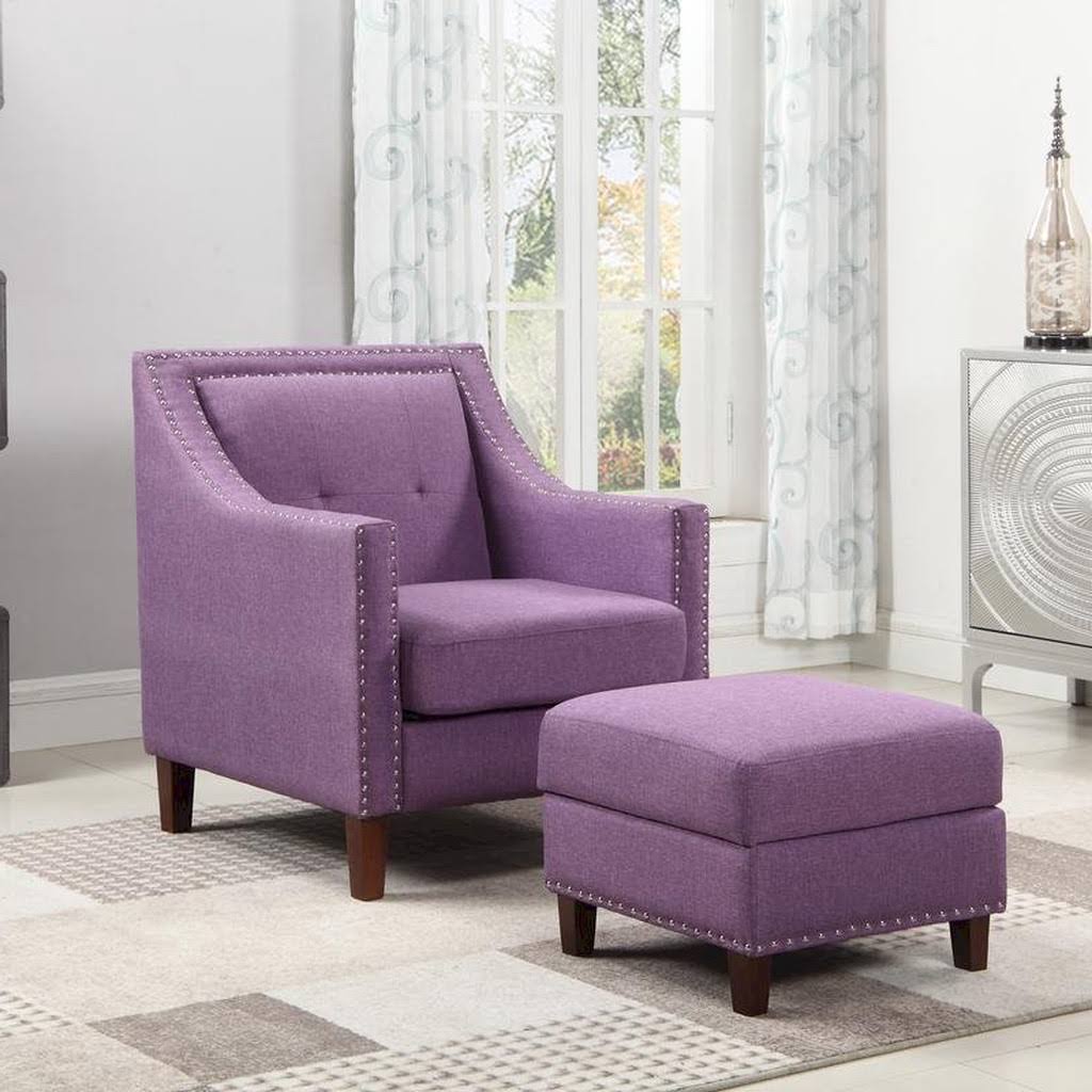 Purple Accent Chair with Storage Ottoman P76388