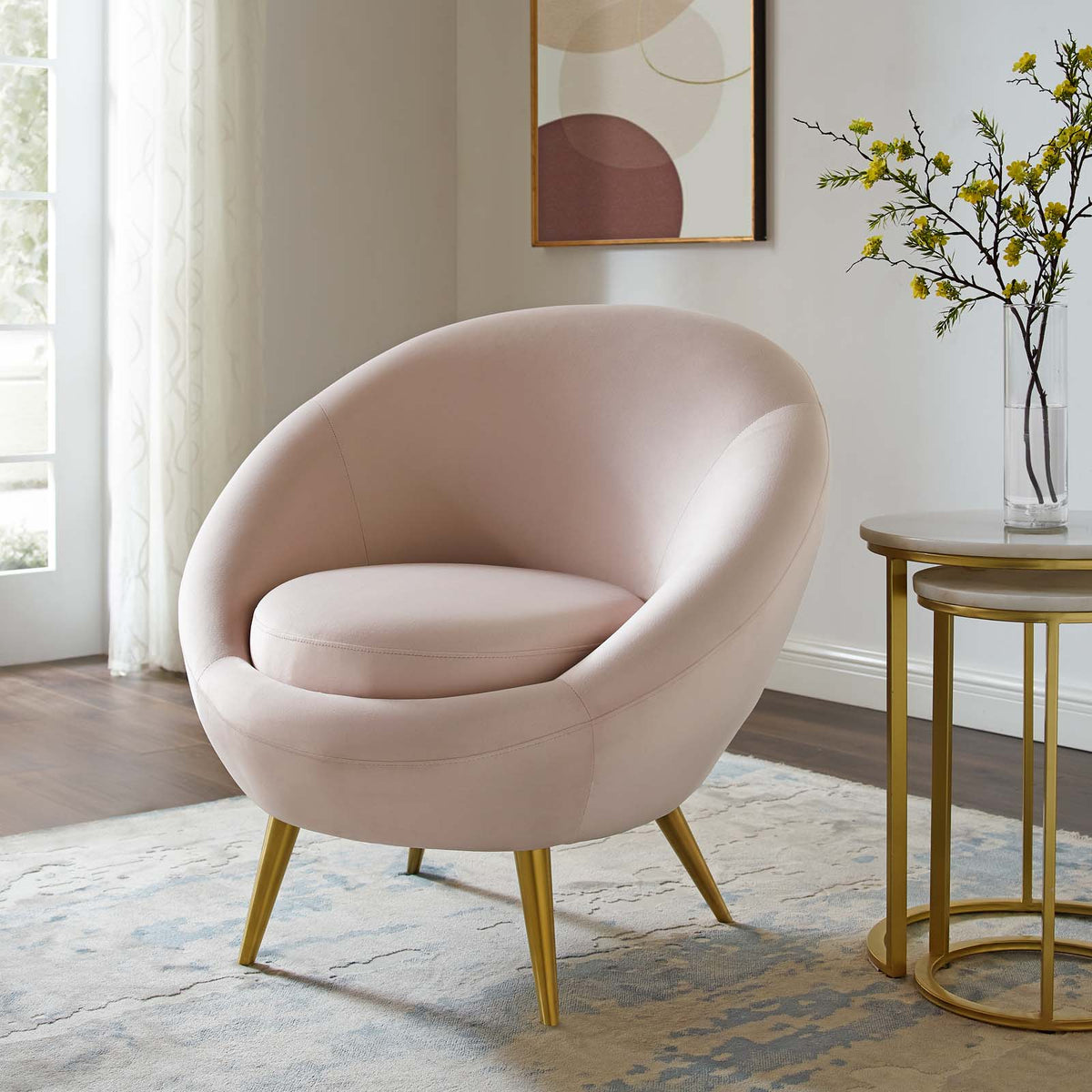 Pink Velvet Metal Steel Accent Side Chair F36256