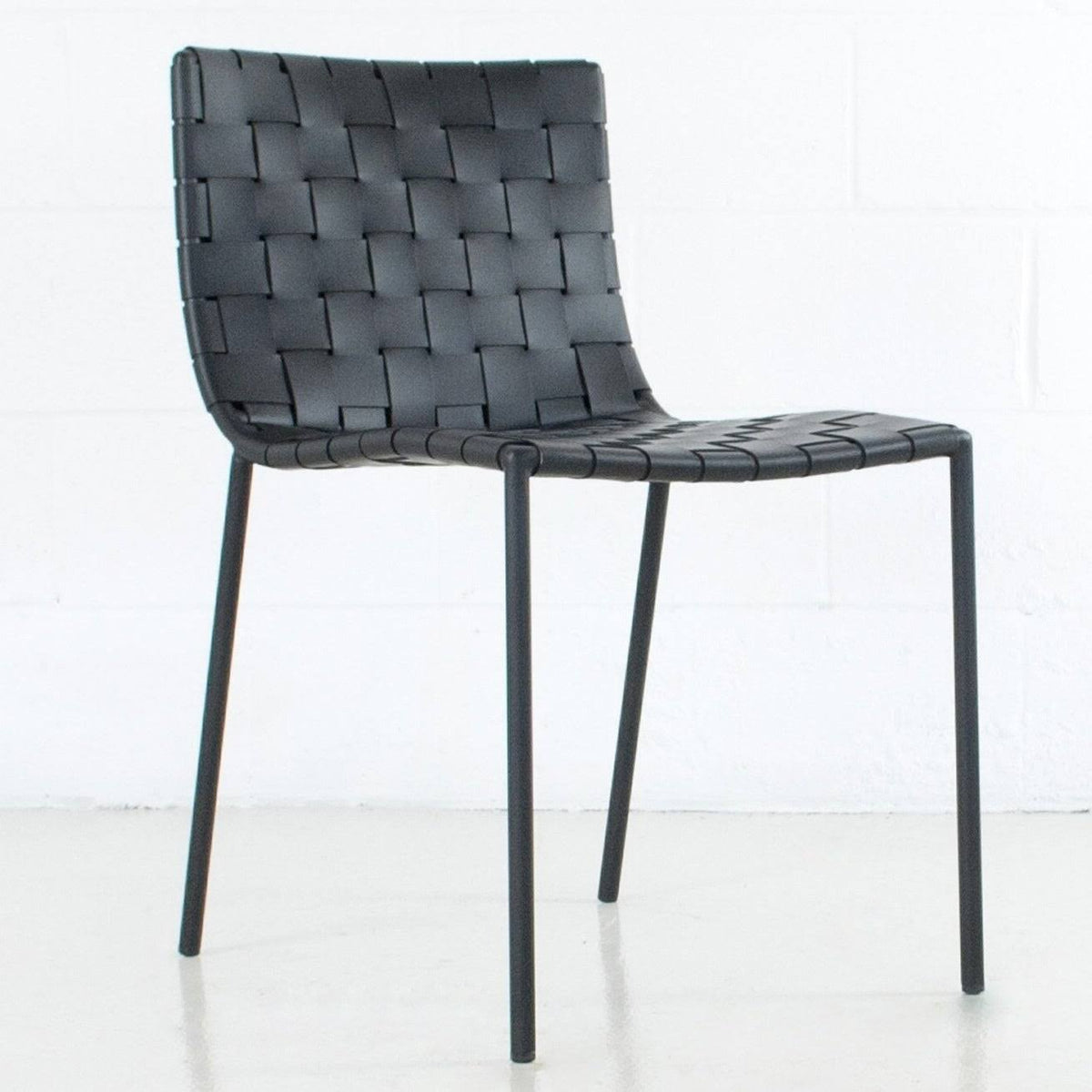 Black Leather Weave Dining Chair D9902