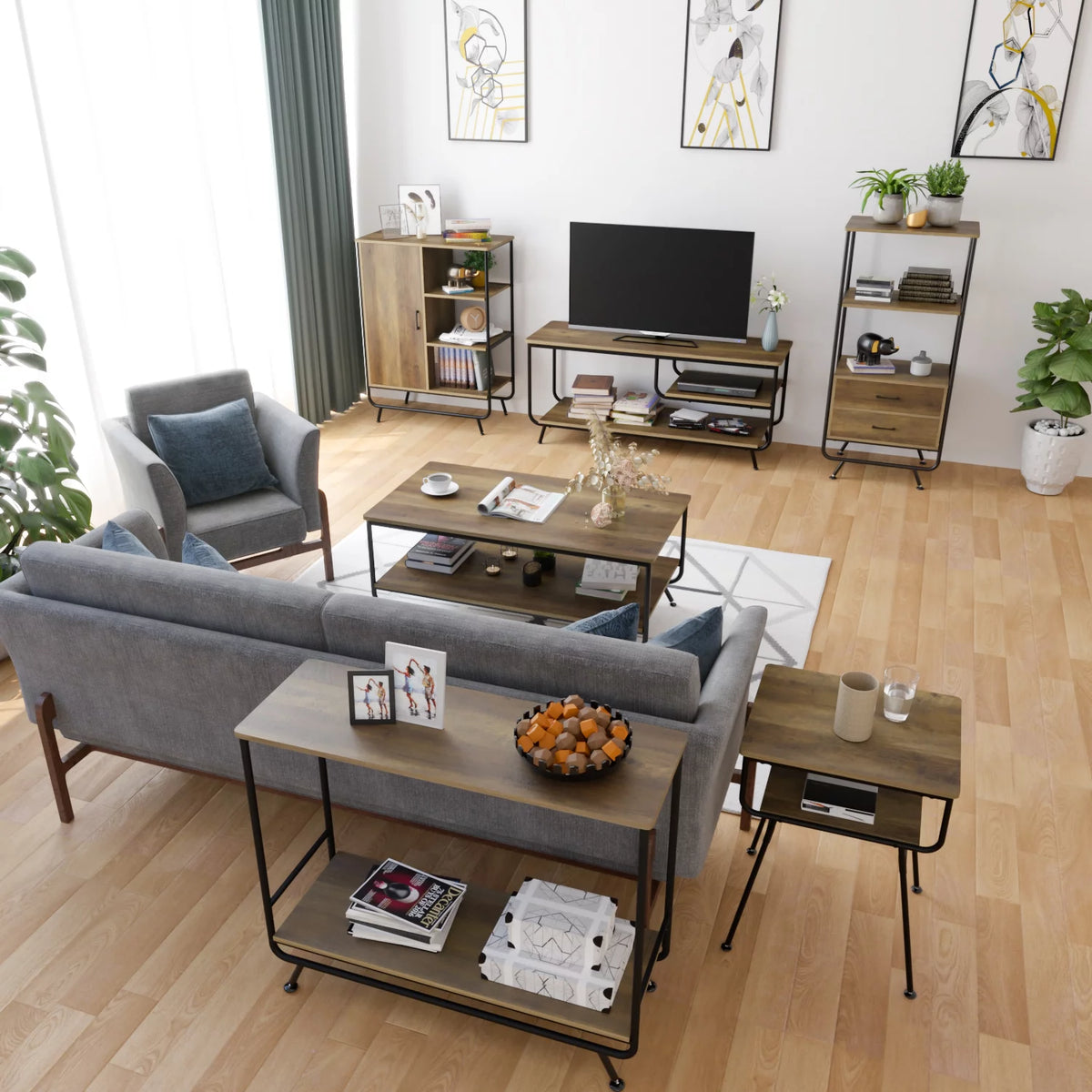 Wood 3 Tier TV Stand with Storage O42536