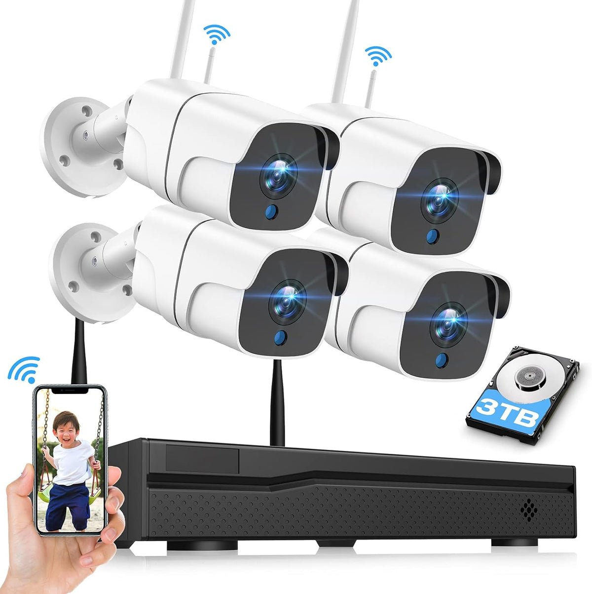 3MP Wireless Security Camera System with 1TB HDD B979794
