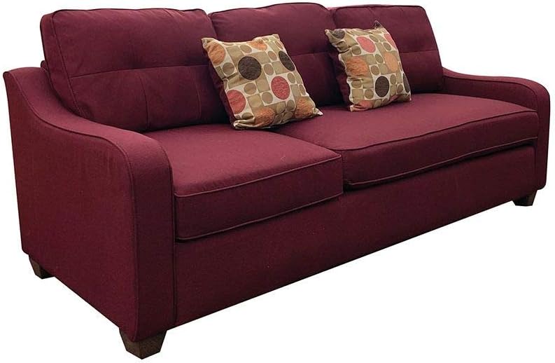 Red Linen Sectional Sofa with 2 Pillows F885
