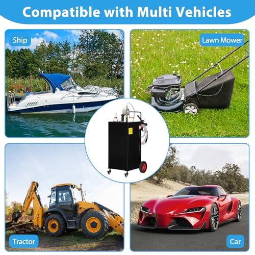 30 Gallon Portable Gas Caddy on 4 Wheels with Manual Transfer Pump B866