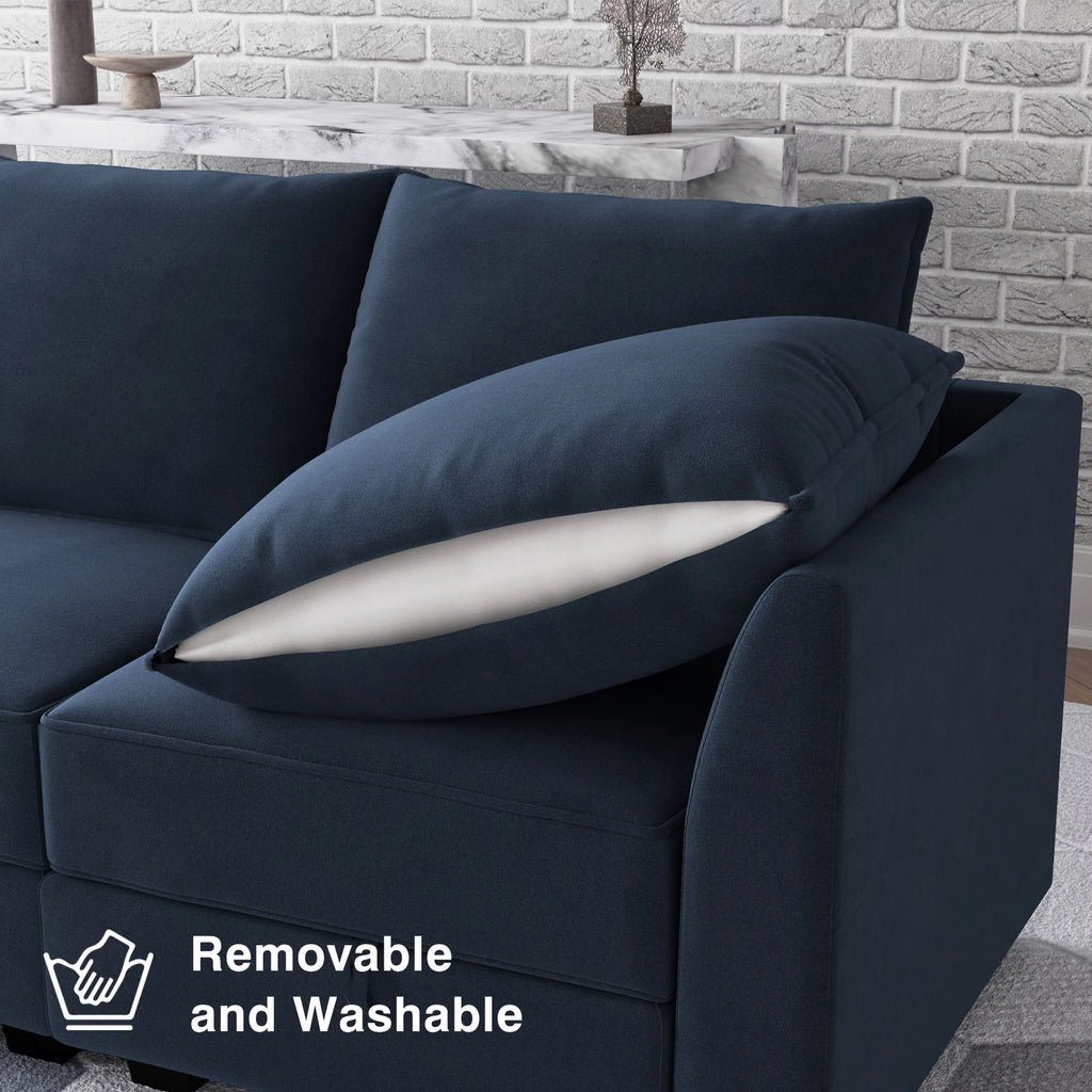 Navy Blue Velvet Modular Sleeper Sofa Y875777
