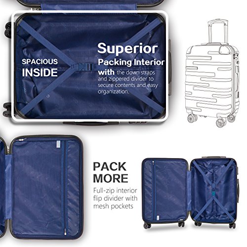 3 Piece Expandable Suitcase Set with TSA Lock Spinner 20in 24in 28in Purple V865894