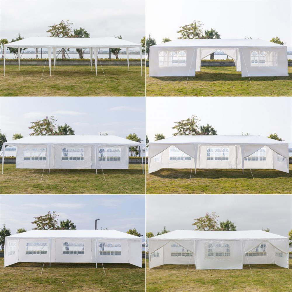 30'x 10' Outdoor Party Tent Waterproof White Canopy with Sidewalls V58644