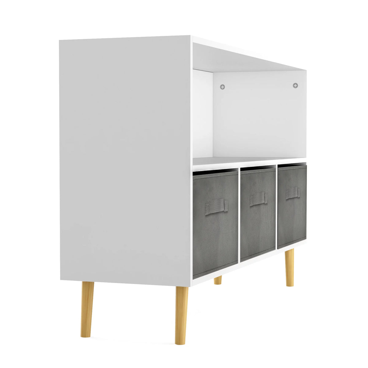 White Kid's Toy Storage Cabinet with Collapsible Fabric Drawers Z265