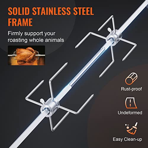 Stainless Steel Electric Grill Rotisserie Kit with 32"/39" Hexagon Spit Rod Z191879
