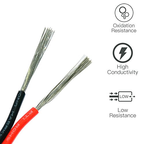 18 AWG 20 Feet 10 ft Black 10 ft Red 18 Gauge Silicone Wire Hook Up Wire Cable Flexible Tinned Copper Wire G233