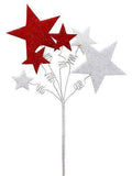 Glittered Star Spray Red White 12 Pieces Z9421