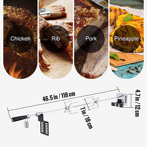 Stainless Steel Electric Grill Rotisserie Kit with 32"/39" Hexagon Spit Rod Z191879