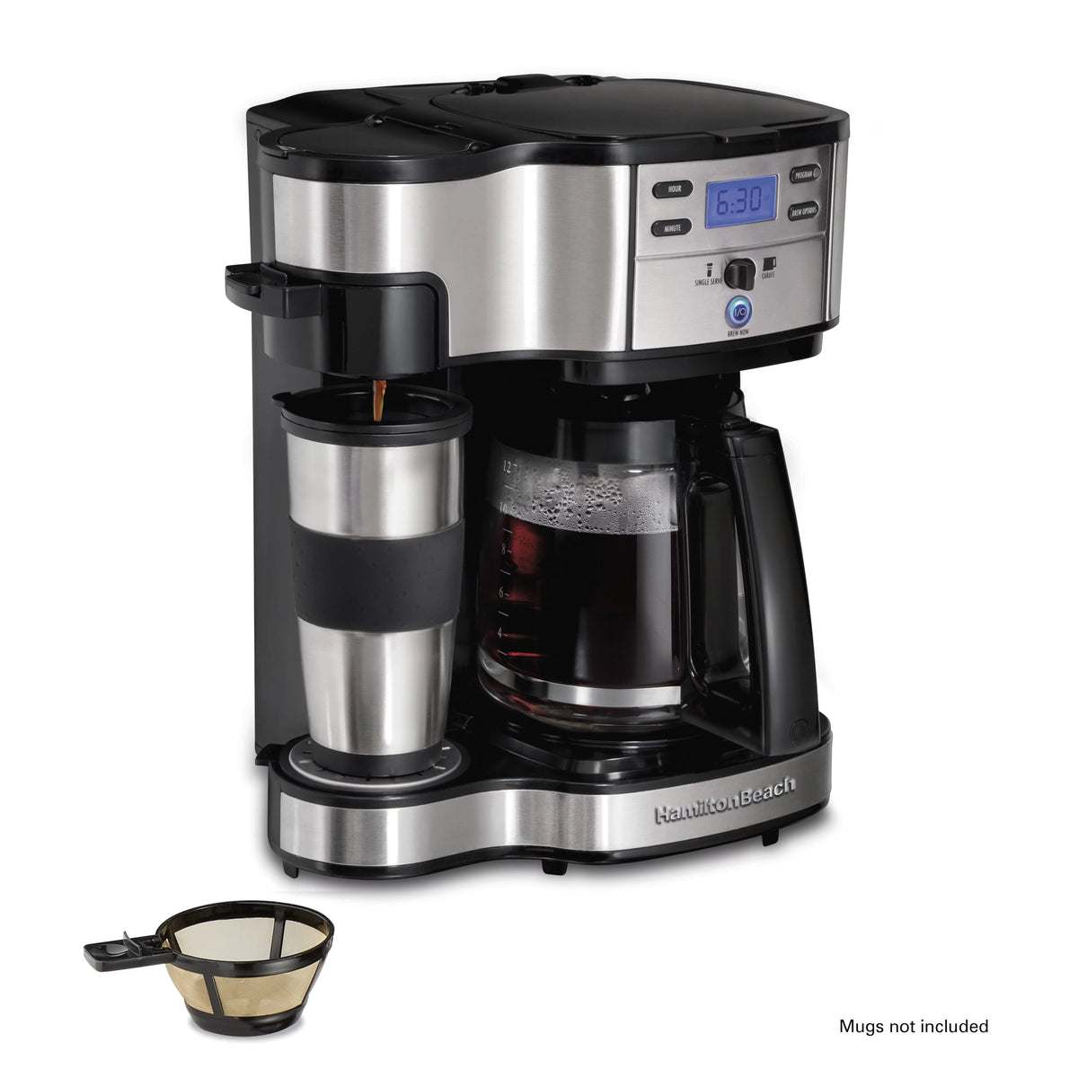 2-Way Coffee Maker, Single-Serve or 12 Cups, Glass Carafe, Black B807501