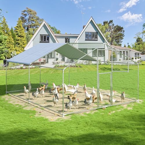 Metal Chicken Coop with Waterproof UV Protection Cover P1580