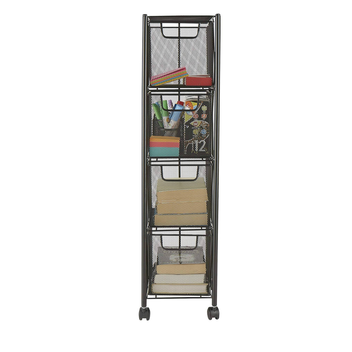 4 Drawer Rolling Mesh Metal Cart B198235